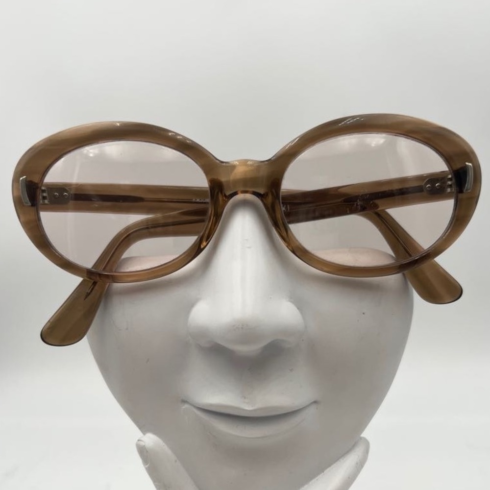 Vintage C.V Vicki Brown Translucent Oval Glasses Frames France